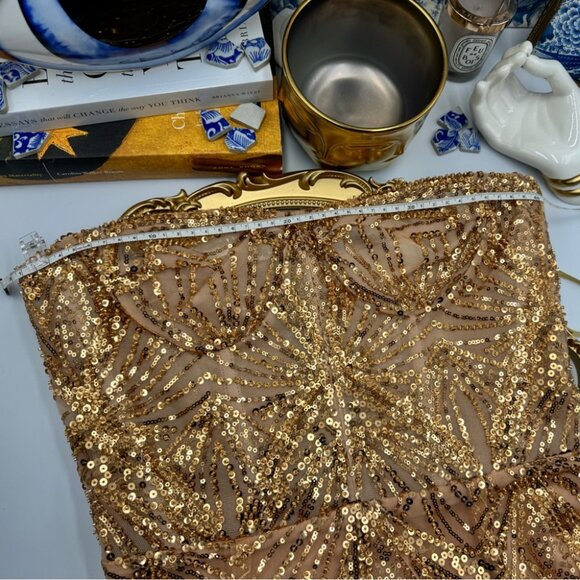 🆕 BRONX & BANCO 🧿 NWOT Giselle Midi Dress, Gold - Size L - Picture 15 of 16